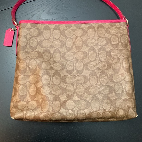 Coach F34938 signature file crossbody brown/khaki/pink and gold metal - Picture 5 of 9